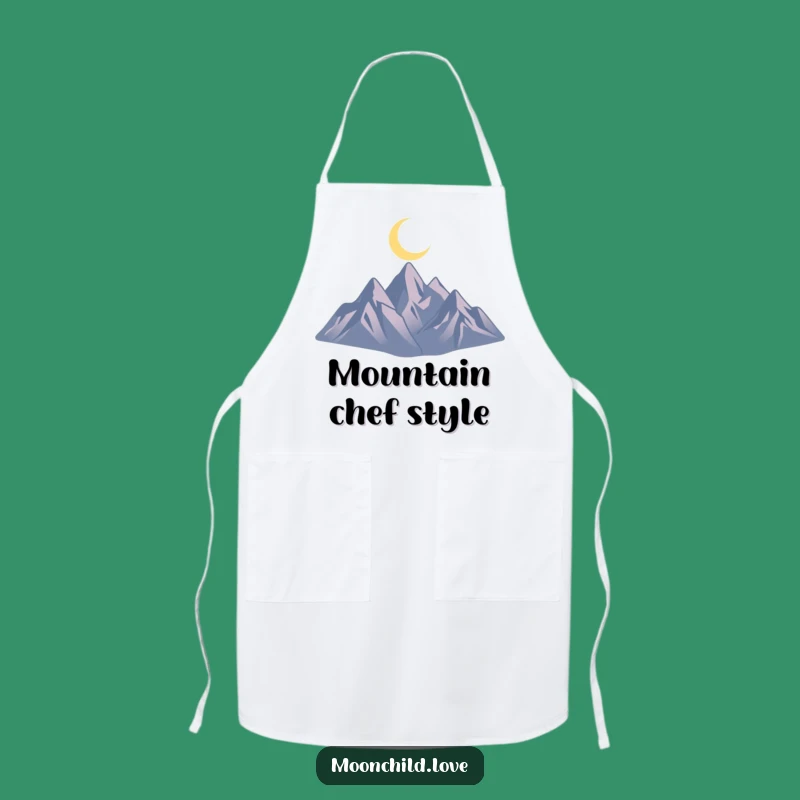 Funny Mountain Moon Apron: Minimalist Silhouette Kitchen Wear for Chefs Gift