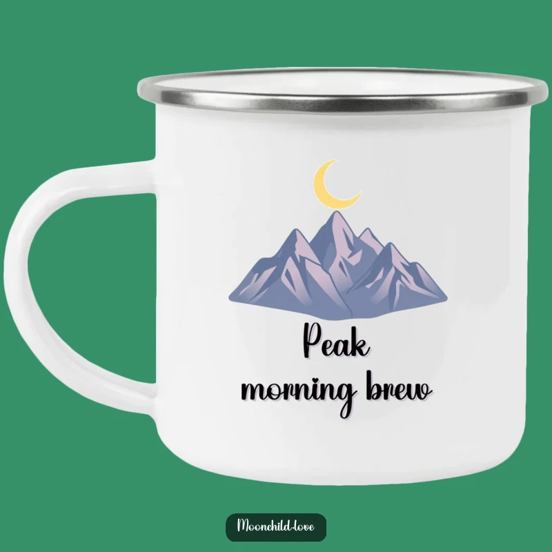 Funny Mountain Moon Camping Mug: Durable Minimalist Enamel Cup for Outdoor Lovers Gift