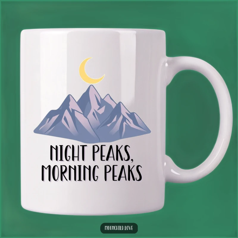 Funny Mountain Moon Mug: Minimalist Night Sky Peaks for Adventure Lovers Gift