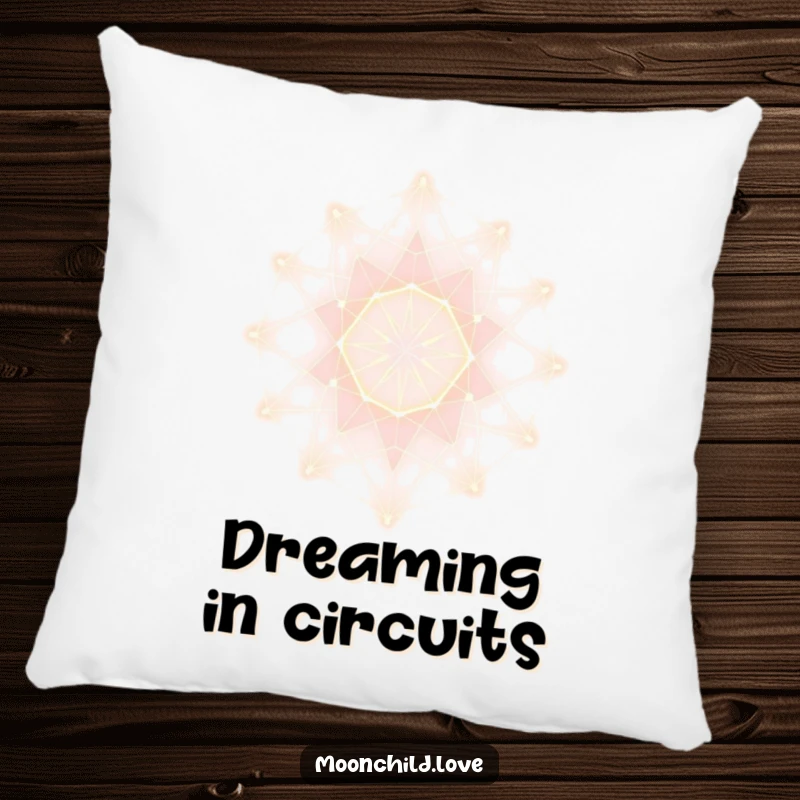 Funny Pillow with a glowing minimalist abstract lattice pattern, offering comfort and a touch of futuristic art for any room.