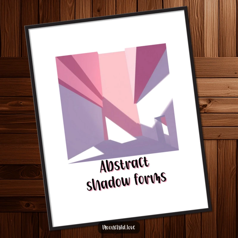 Angular abstract architectural shapes casting stark, dramatic shadows, available as a captivating digital art print.