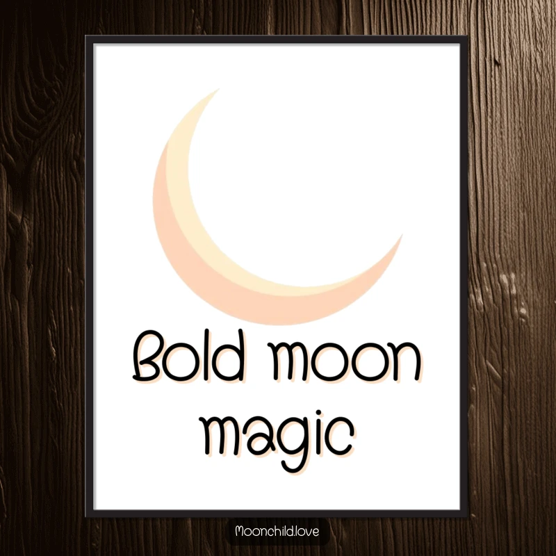 Funny geometric crescent moon silhouette casting bold shadows, a striking and humorous digital art print.