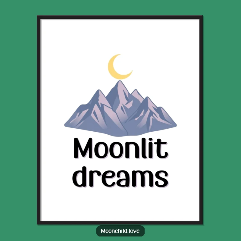 Funny Mountain Moon Digital Art: Minimalist Silhouette Download for Instant Wall Decor Gift