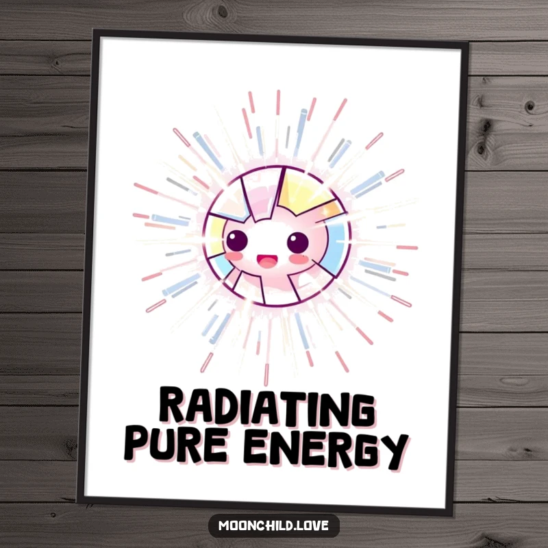 Funny digital art print of a luminous object radiating energetic, electric lines, offering instant downloadable vibrant and funny wall decor.