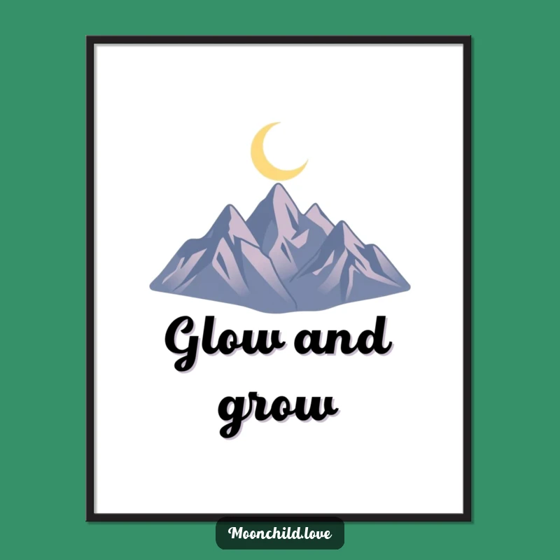 Funny Mountain Moon Print: Minimalist Silhouette Wall Art for Serene Home Decor Gift