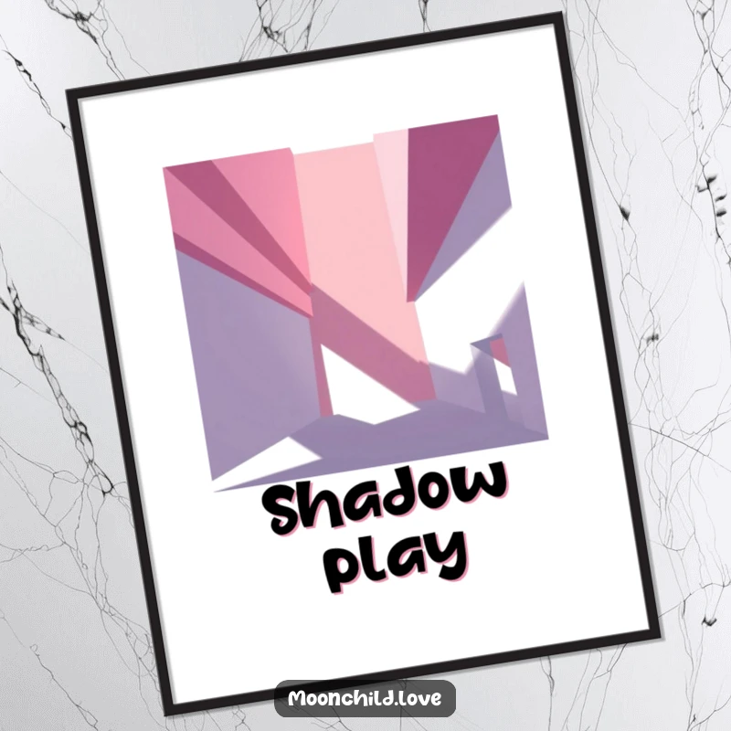 Angular abstract architectural shapes creating stark, dramatic shadows, presented as impactful wall art for modern interiors.