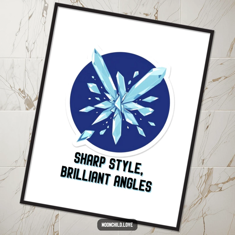 Modern Free Printable Wall Art: Abstract crystalline geometric shards dramatically shattering against a deep indigo background, creating visual excitement.