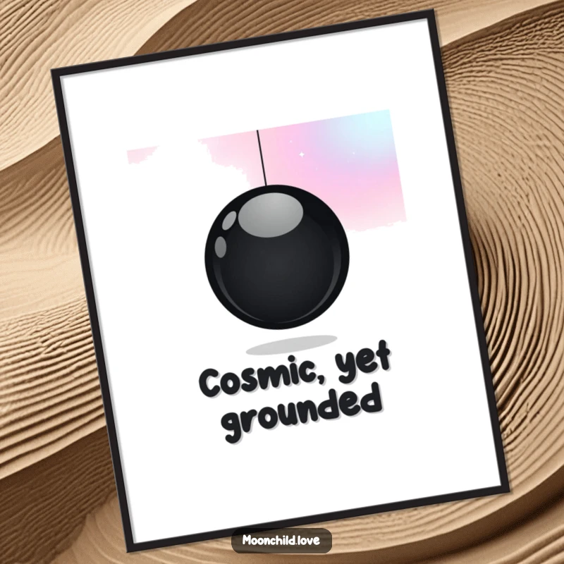 Minimalist Free Printable Wall Art: Black orb suspended against a beautiful gradient of cosmic colors, serene decor.