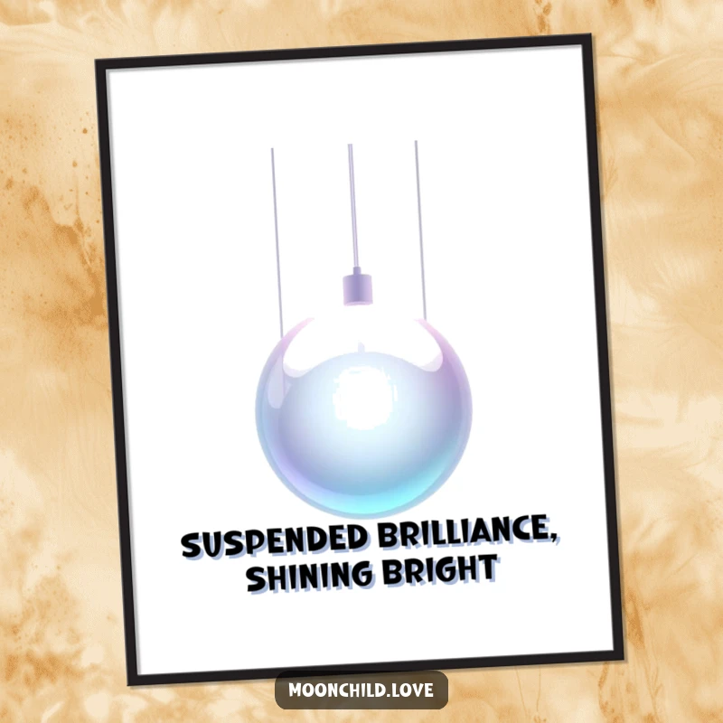 Futuristic Free Printable Wall Art: A sleek, metallic orb suspended by thin, glowing wires, creating an aura of mystery and wonder.