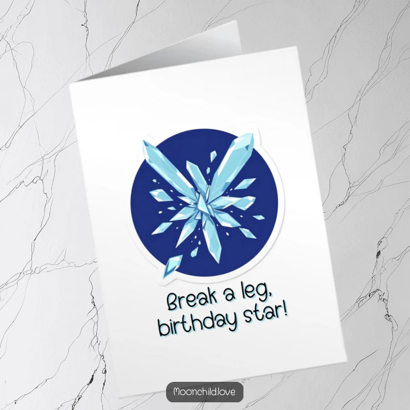 Modern Free Printable Birthday Card: Crystalline geometric shards shattering dramatically against a deep indigo background for a birthday.