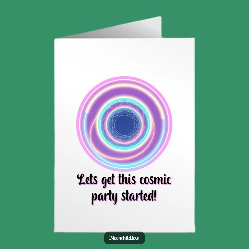 Free Printable Neon Cosmic Vortex Birthday Card - Energetic Downloadable