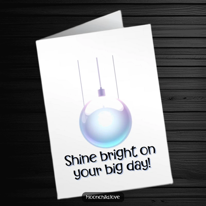 Futuristic Free Printable Birthday Card: A sleek, metallic orb suspended by thin, glowing wires, sending birthday wishes.