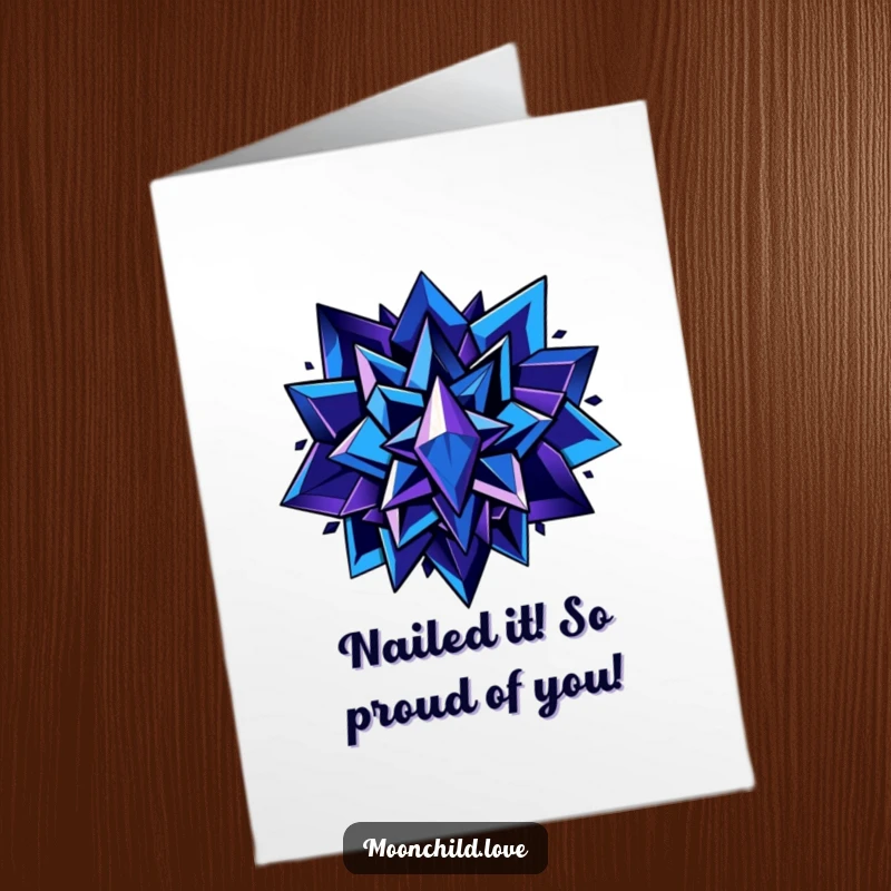 Cool Free Printable Congratulations Card: Sharp, geometric shapes in deep blues and purples, exuding success and style.