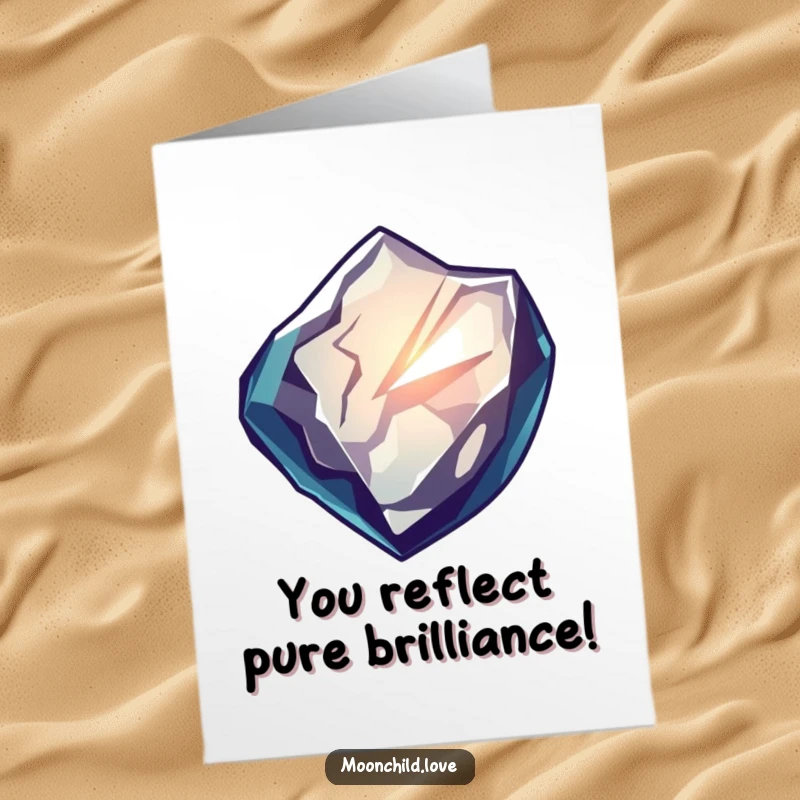 Intense Free Printable Congratulations Card: Sharp obsidian shard reflecting a distorted, glowing light, signifying powerful success.