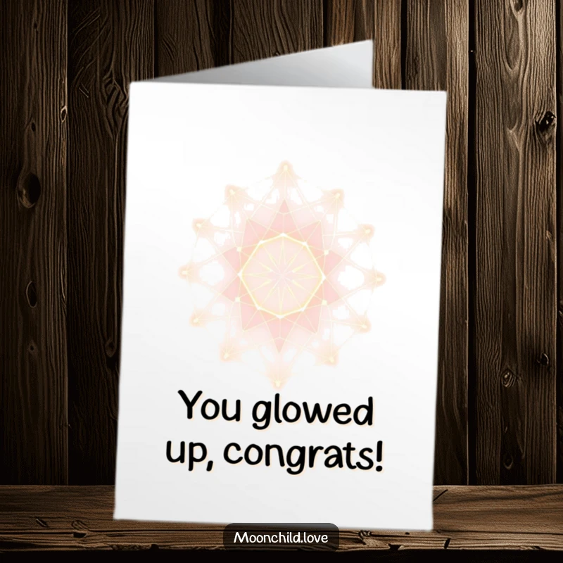 Free printable congratulations card showcasing a minimalist, glowing abstract lines lattice in a futuristic style.