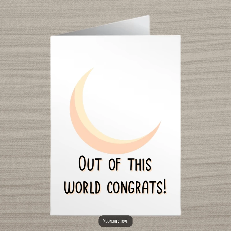 Funny Free Printable Geometric Crescent Moon Card, a stark silhouette casting bold shadows, celebrating success.
