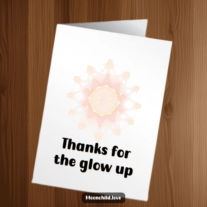 Minimalist free printable thank you card with a glowing futuristic abstract lattice pattern, sophisticated and modern.