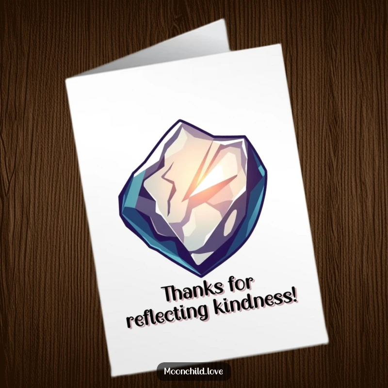 Striking Free Printable Thank You Card: Sharp obsidian shard reflecting distorted glowing light, a unique way to say thanks.