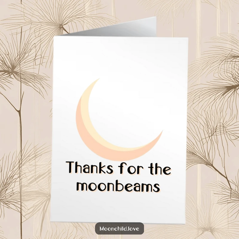 Funny Free Printable Geometric Crescent Moon Card, a stark silhouette casting bold shadows, saying thank you.