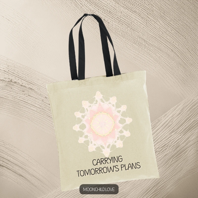 Funny Tote Bag with a glowing minimalist abstract lattice design, perfect for stylishly carrying items with a futuristic art touch.